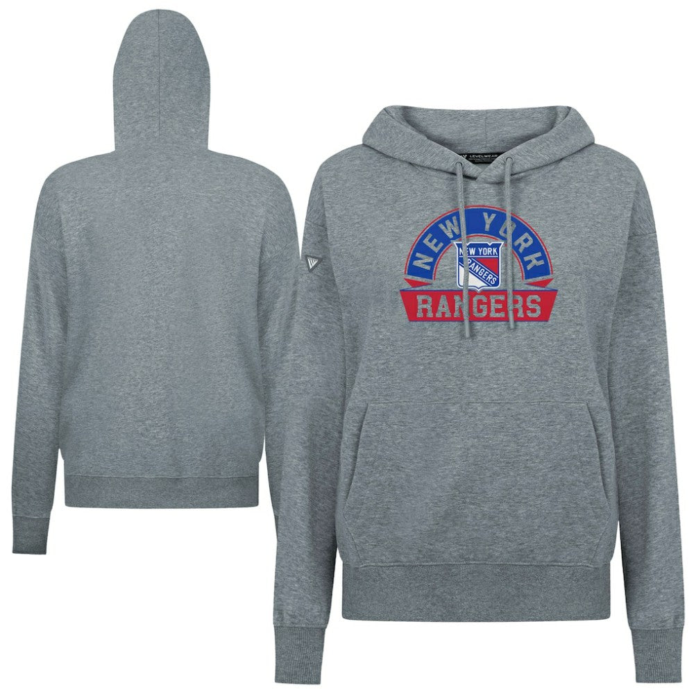 NHL New York Rangers Levelwear Women's Adorn Banner Arch Pullover Hoodie - Gray
