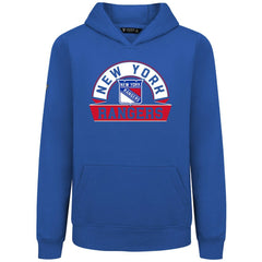 NHL New York Rangers Levelwear Youth Podium Banner Arch Pullover Hoodie - Royal