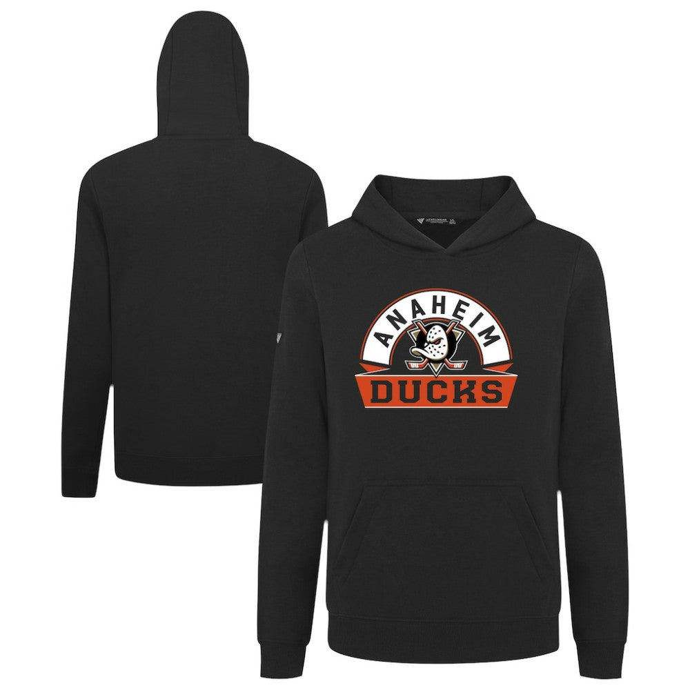 NHL Anaheim Ducks Levelwear Youth Podium Banner Arch Pullover Hoodie - Black