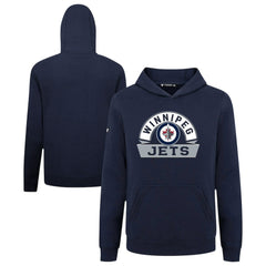 NHL Winnipeg Jets Levelwear Youth Podium Banner Arch Pullover Hoodie - Navy