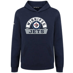 NHL Winnipeg Jets Levelwear Youth Podium Banner Arch Pullover Hoodie - Navy