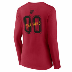 Miami Heat Women's Hustle Custom Long Sleeve V-Neck T-Shirt Red