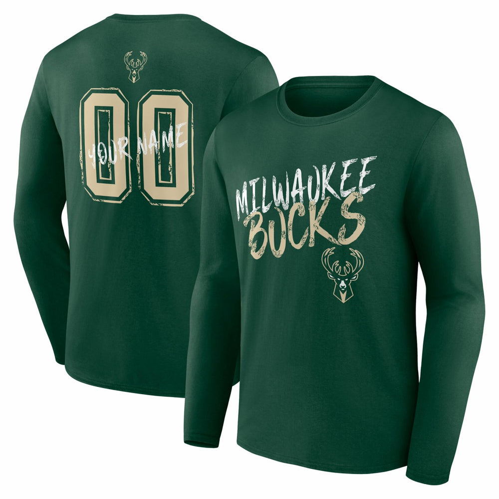 Milwaukee Bucks Hustle Custom Long Sleeve T-Shirt Hunter Green