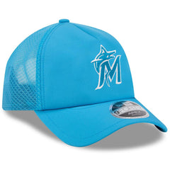 Miami Marlins New Era 2026 Batting Practice Apex 9FORTY Adjustable Trucker Hat - Blue Hats