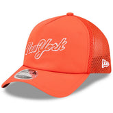 New York Mets New Era 2026 Batting Practice Apex 9FORTY Adjustable Trucker Hat - Orange Hats