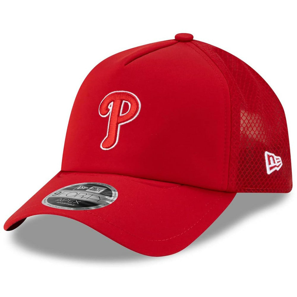Philadelphia Phillies New Era 2026 Batting Practice Apex 9FORTY Adjustable Trucker Hat - Red Hats