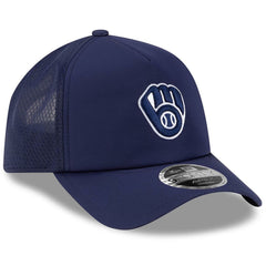 Milwaukee Brewers New Era 2026 Batting Practice Apex 9FORTY Adjustable Trucker Hat - Navy Hats