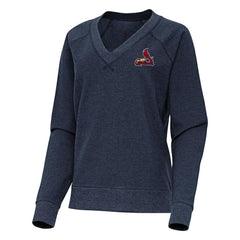 St. Louis Cardinals Antigua Women's Varsity Tri-Blend V-Neck Long Sleeve T-Shirt - Heather Navy T-shirts