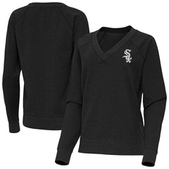 Chicago White Sox Antigua Women's Varsity Tri-Blend V-Neck Long Sleeve T-Shirt - Heather Black T-shirts