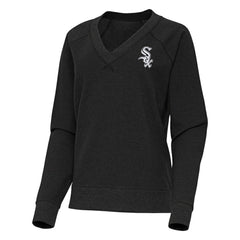 Chicago White Sox Antigua Women's Varsity Tri-Blend V-Neck Long Sleeve T-Shirt - Heather Black T-shirts