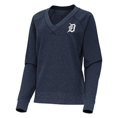 Detroit Tigers Antigua Women's Varsity Tri-Blend V-Neck Long Sleeve T-Shirt - Heather Navy T-shirts