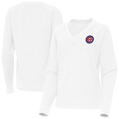 Chicago Cubs Antigua Women's Varsity Tri-Blend V-Neck Long Sleeve T-Shirt - White T-shirts