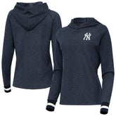 New York Yankees Antigua Women's Trek Pullover Hoodie - Heather Navy Hoodies