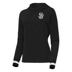 San Diego Padres Antigua Women's Trek Pullover Hoodie - Black Hoodies