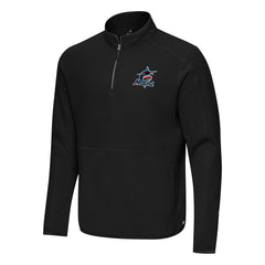 Miami Marlins Antigua Step Up Quarter-Zip Pullover - Black Pullover