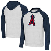 Los Angeles Angels Antigua Urgent Pullover Hoodie - Heather Navy/Gray Hoodies