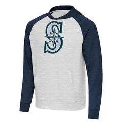 Seattle Mariners Antigua Urgent Pullover Hoodie - Heather Navy/Gray Hoodies