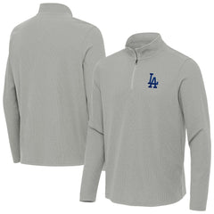 Los Angeles Dodgers Antigua Sync Tri-Blend Quarter-Zip Pullover - Heather Gray Pullover