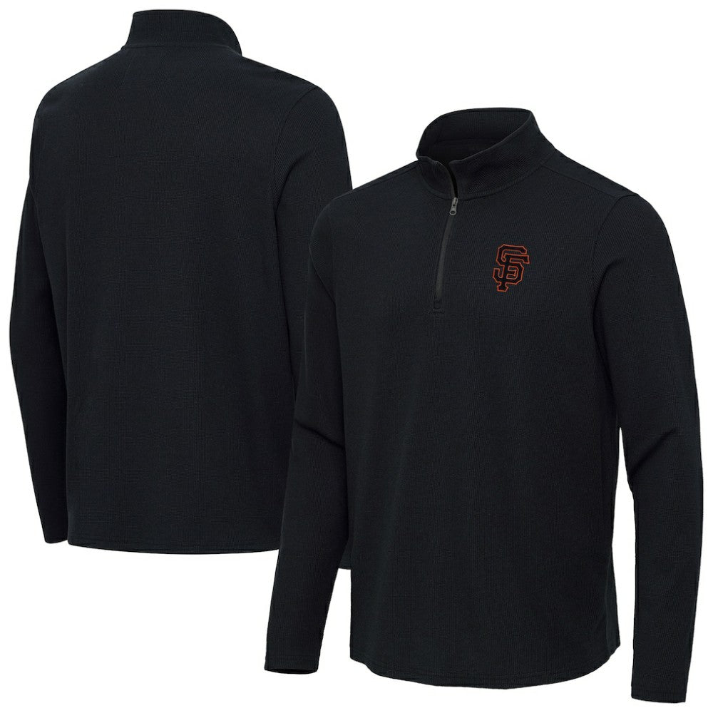 San Francisco Giants Antigua Sync Tri-Blend Quarter-Zip Pullover - Heather Black Pullover