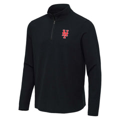 New York Mets Antigua Sync Tri-Blend Quarter-Zip Pullover - Heather Black Pullover