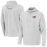 Toronto Blue Jays Antigua Connected Quarter-Zip Pullover Hoodie - Gray Hoodies