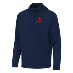 Boston Red Sox Antigua Connected Quarter-Zip Pullover Hoodie - Navy Hoodies
