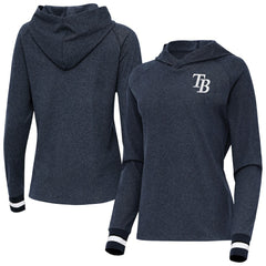 Tampa Bay Rays Antigua Women's Trek Pullover Hoodie - Heather Navy Hoodies