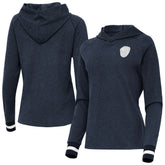 Milwaukee Brewers Antigua Women's Trek Pullover Hoodie - Heather Navy Hoodies