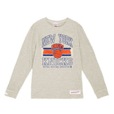New York Knicks Striped Logo Lockup Premium T-Shirt Cream
