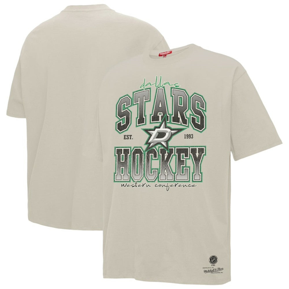 NHL Dallas Stars Mitchell & Ness Women's Dump & Chase Boyfriend T-Shirt - Cream