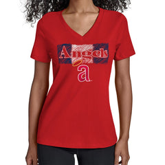Los Angeles Angels Starter Women's Team Color Shading V-Neck T-Shirt - Red T-shirts