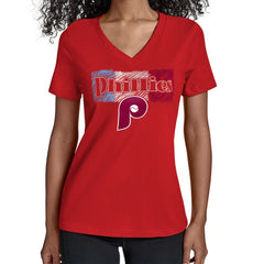 Philadelphia Phillies Starter Women's Team Color Shading V-Neck T-Shirt - Red T-shirts