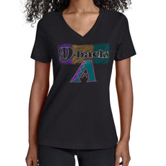 Arizona Diamondbacks Starter Women's Team Color Shading V-Neck T-Shirt - Black T-shirts