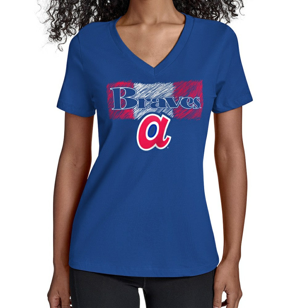 Atlanta Braves Starter Women's Team Color Shading V-Neck T-Shirt - Royal T-shirts