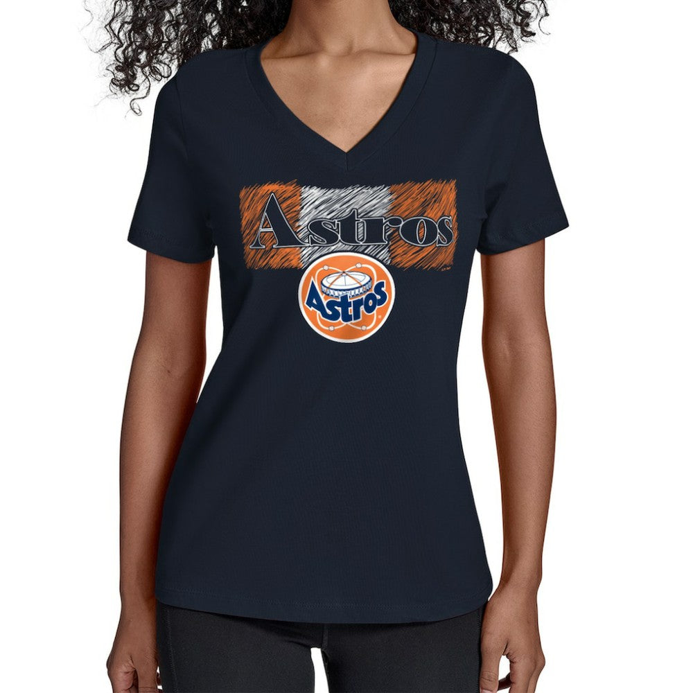 Houston Astros Starter Women's Team Color Shading V-Neck T-Shirt - Navy T-shirts