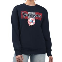 New York Yankees Starter Women's Team Color Shading Fleece Pullover Sweatshirt - Navy Pullover