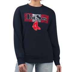 Boston Red Sox Starter Women's Team Color Shading Fleece Pullover Sweatshirt - Navy Pullover