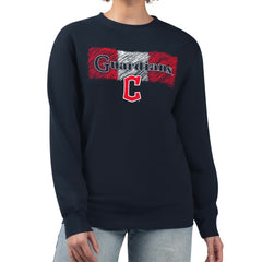 Cleveland Guardians Starter Women's Team Color Shading Fleece Pullover Sweatshirt - Navy Pullover