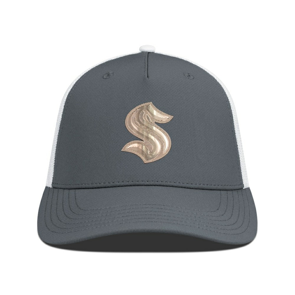 NHL Seattle Kraken Levelwear Signal Copper Insignia Trucker Adjustable Hat - Charcoal/White