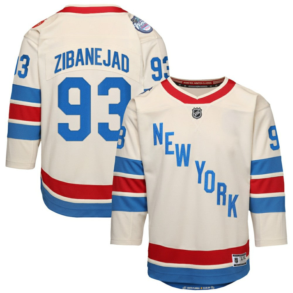 NHL Mika Zibanejad New York Rangers Outerstuff Youth 2026 NHL Winter Classic Premier Jersey - White