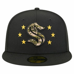 NHL Seattle Kraken New Era Military Appreciation Digital Camo Stars 59FIFTY Fitted Hat - Black