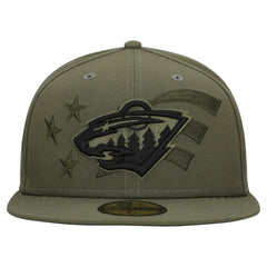 NHL Minnesota Wild New Era Military Appreciation Flag 59FIFTY Fitted Hat - Olive