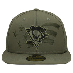 NHL Pittsburgh Penguins New Era Military Appreciation Flag 59FIFTY Fitted Hat - Olive