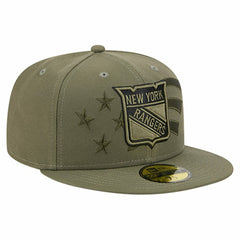 NHL New York Rangers New Era Military Appreciation Flag 59FIFTY Fitted Hat - Olive