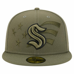 NHL Seattle Kraken New Era Military Appreciation Flag 59FIFTY Fitted Hat - Olive