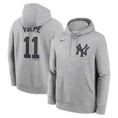 Anthony Volpe New York Yankees Nike Player Name & Number Club Fleece Pullover Hoodie - Heather Gray Hoodies