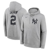 Derek Jeter New York Yankees Nike Player Name & Number Club Fleece Pullover Hoodie - Heather Gray Hoodies