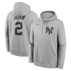 Derek Jeter New York Yankees Nike Player Name & Number Club Fleece Pullover Hoodie - Heather Gray Hoodies