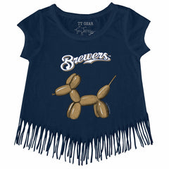 Milwaukee Brewers Tiny Turnip Girls Youth Balloon Dog Fringe T-Shirt - Navy T-shirts
