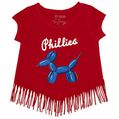 Philadelphia Phillies Tiny Turnip Girls Youth Balloon Dog Fringe T-Shirt - Red T-shirts